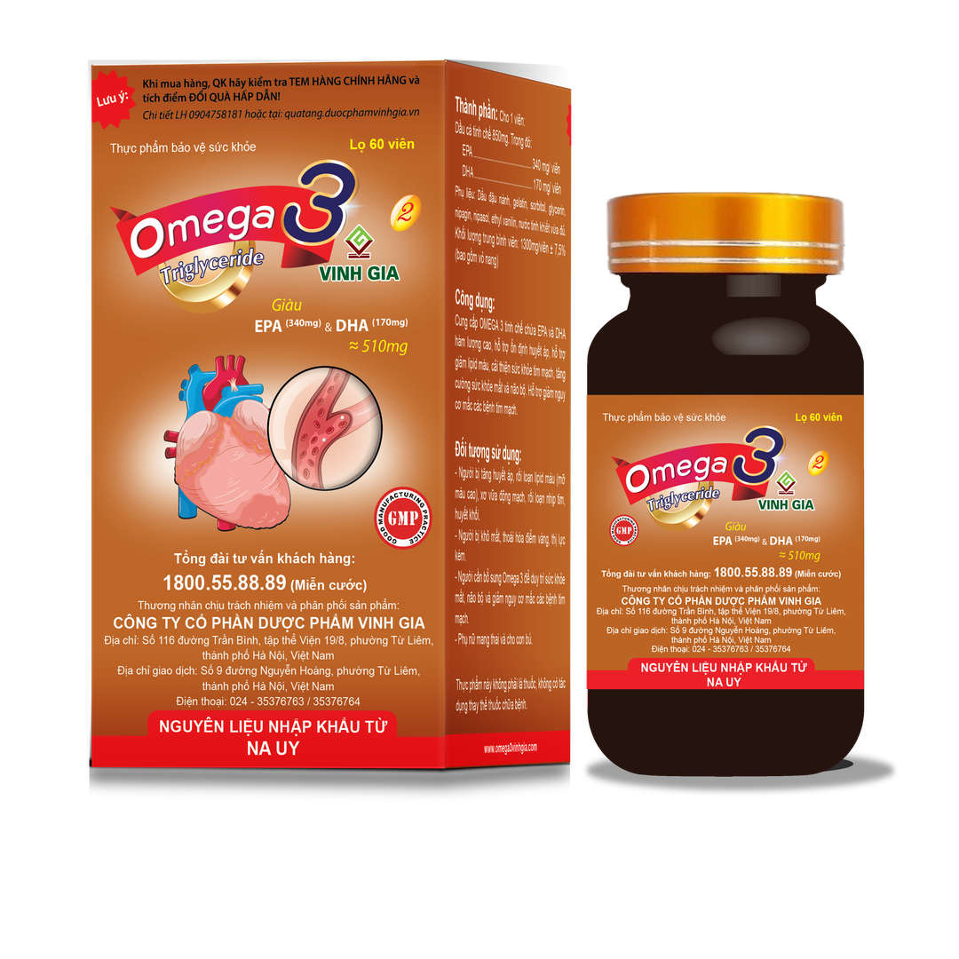 Omega 3 Vinh Gia 2 - Hộp 60 viên cao cấp